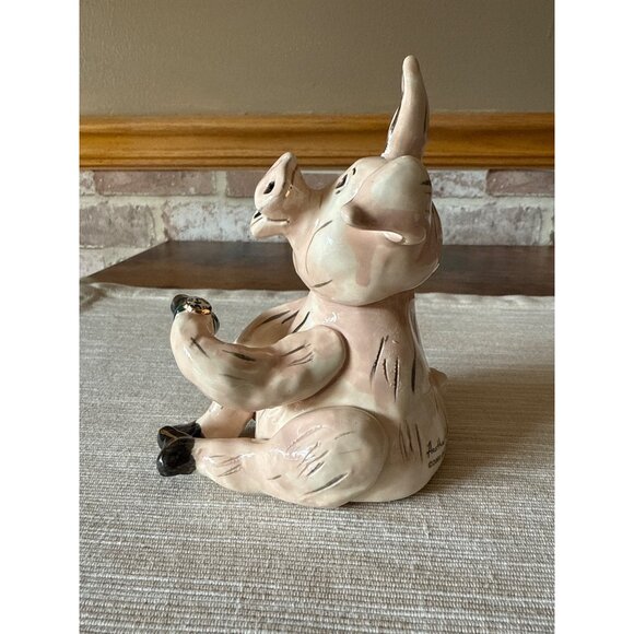 Heather Goldminc Ceramic Pig Music Box Plays Hickory Dickory Dock Blue Sky 2001 - Picture 5 of 16